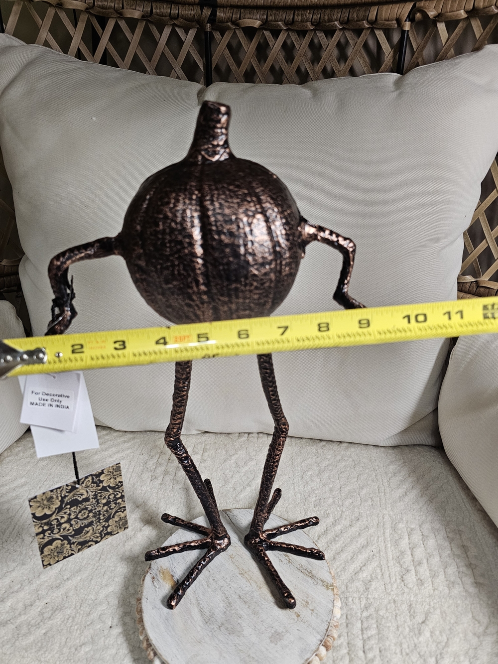Metal Pumpkin Figurine - Copper Black Finish Spider Halloween - Picture 5 of 5